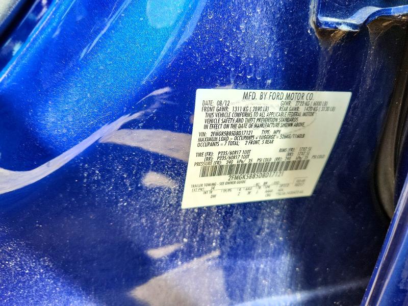 2013 Ford Flex მანქანა იყიდება აუქციონზე, vin: 2FMGK5B85DBD17121, აუქციონის ნომერი: 59239686