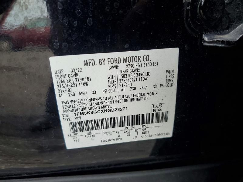 Продаж на аукціоні авто 2022 Ford Explorer, vin: 1FM5K8GCXNGB28271, номер лоту: 60622486