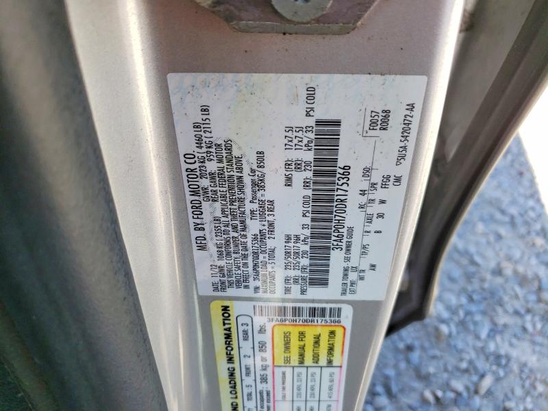 60015666 :رقم المزاد ، 3FA6P0H70DR175366 vin ، 2013 Ford Fusion مزاد بيع