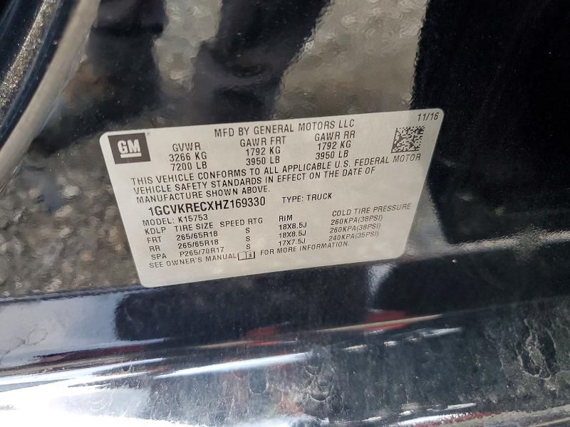 Auction sale of the 2017 Chevrolet Silverado, vin: 1GCVKRECXHZ169330, lot number: 61947256