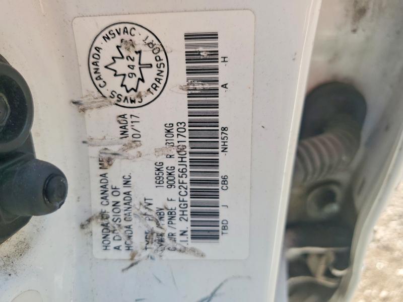 2018 Honda Civic მანქანა იყიდება აუქციონზე, vin: 2HGFC2F56JH001703, აუქციონის ნომერი: 58750096