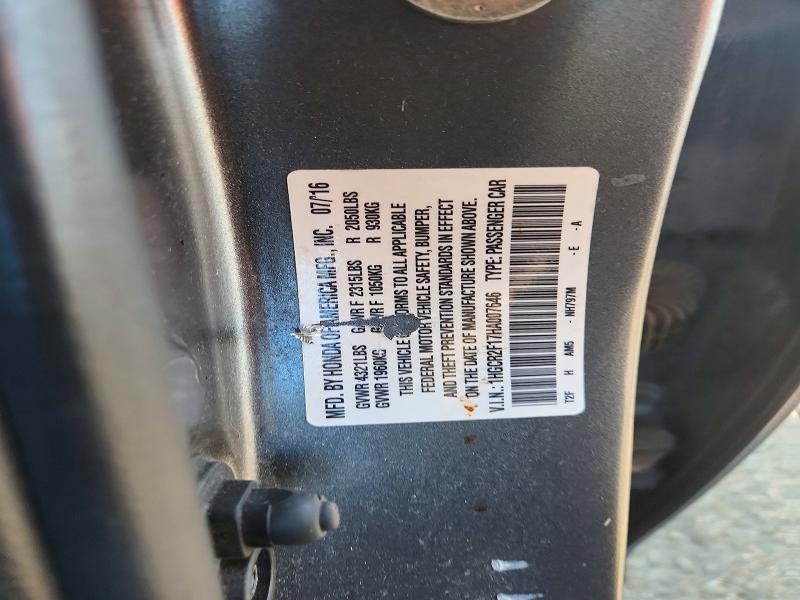 2017 Honda Accord მანქანა იყიდება აუქციონზე, vin: 1HGCR2F17HA007646, აუქციონის ნომერი: 62954516