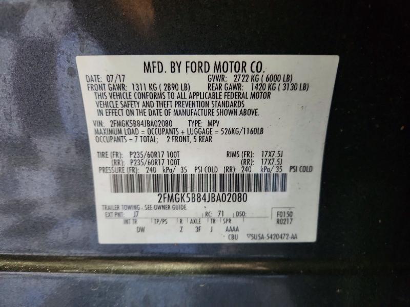 Aukcja sprzedaży 2018 Ford Flex, vin: 2FMGK5B84JBA02080, numer aukcji: 61034586