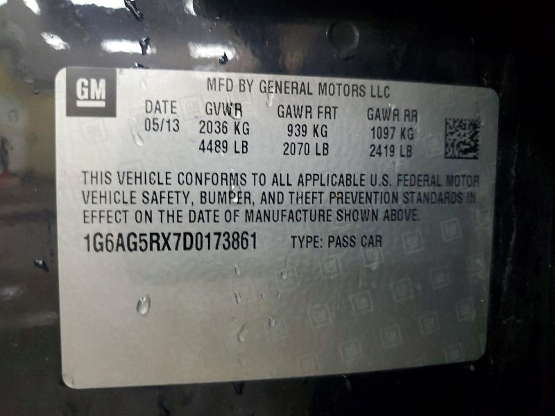 59543936 :رقم المزاد ، 1G6AG5RX7D0173861 vin ، 2013 Cadillac Ats مزاد بيع