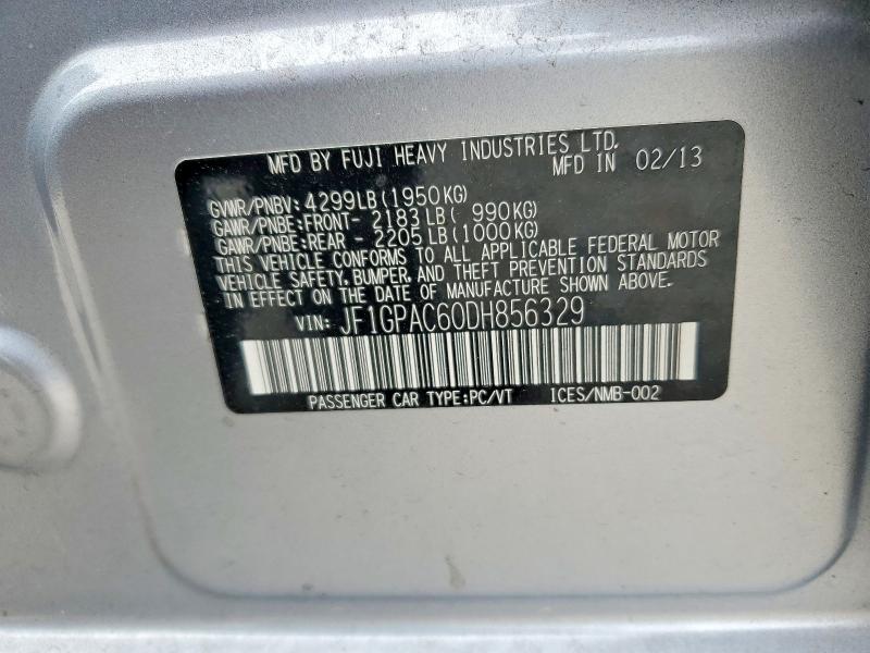 59665706 :رقم المزاد ، JF1GPAC60DH856329 vin ، 2013 Subaru Impreza مزاد بيع