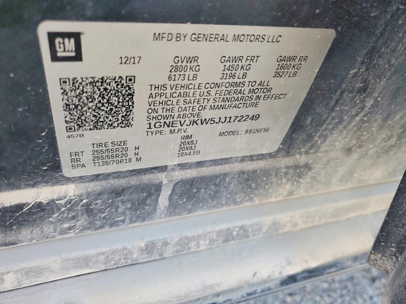 Продажа на аукционе авто 2018 Chevrolet Traverse, vin: 1GNEVJKW5JJ172249, номер лота: 85450285