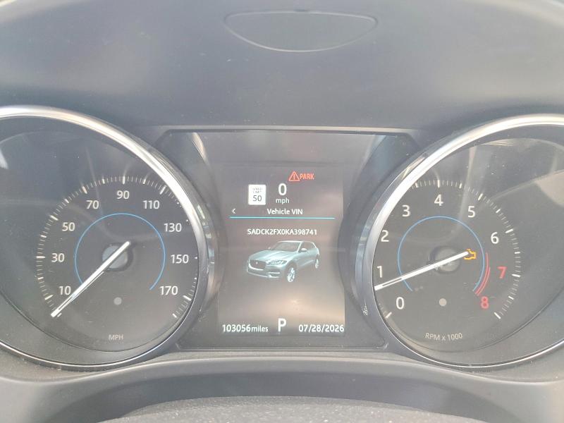 62371686 :رقم المزاد ، SADCK2FX0KA398741 vin ، 2019 Jaguar F-pace مزاد بيع