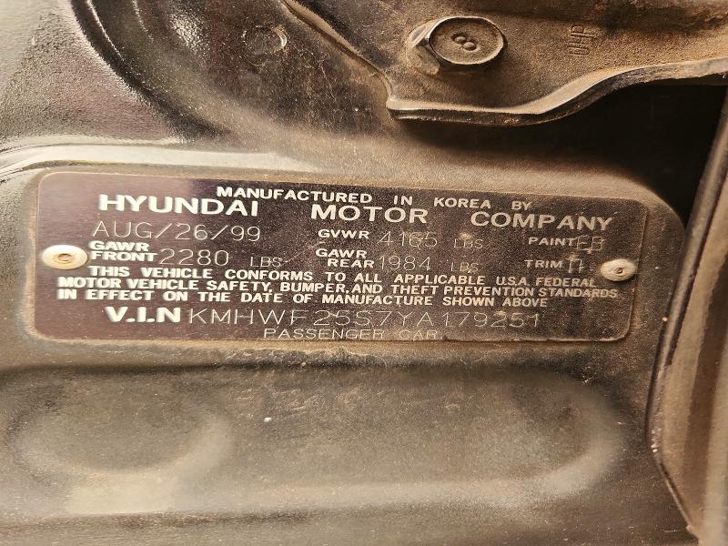 Aukcja sprzedaży 2000 Hyundai Sonata, vin: KMHWF25S7YA179251, numer aukcji: 60398516