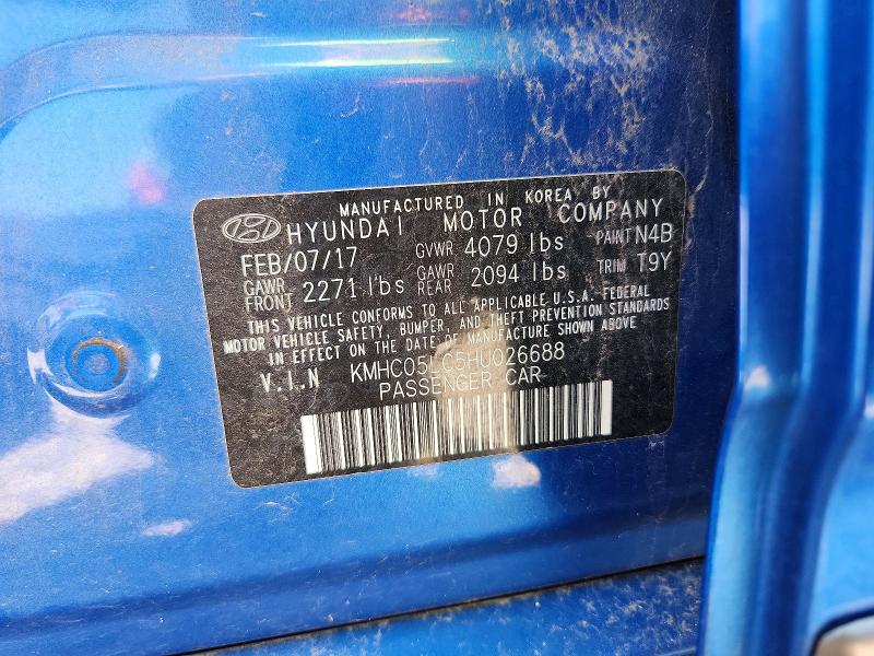60169426 :رقم المزاد ، KMHC05LC5HU026688 vin ، 2017 Hyundai Ioniq مزاد بيع