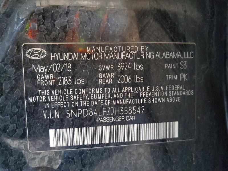Продаж на аукціоні авто 2018 Hyundai Elantra, vin: 5NPD84LF7JH358542, номер лоту: 60882966