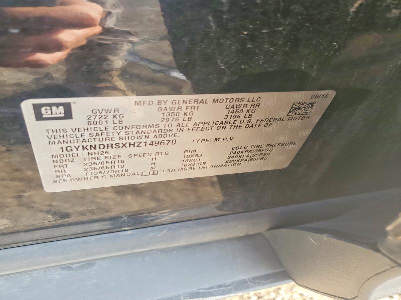 Aukcja sprzedaży 2017 Cadillac Xt5, vin: 1GYKNDRSXHZ149670, numer aukcji: 62052226