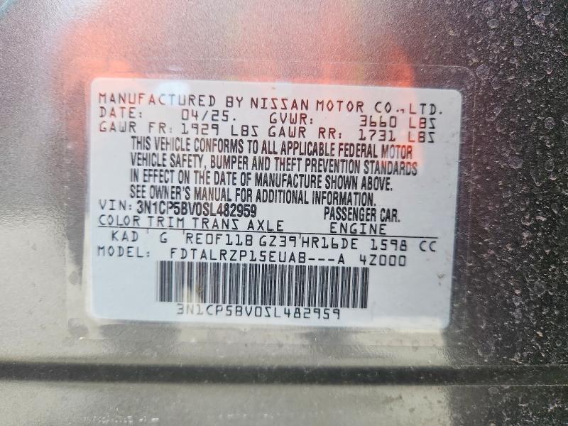 59809606 :رقم المزاد ، 3N1CP5BV0SL482959 vin ، 2025 Nissan Kicks Play مزاد بيع
