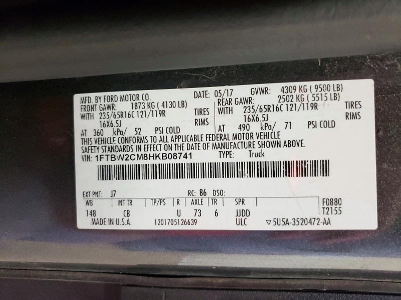 Продажа на аукционе авто 2017 Ford Transit, vin: 1FTBW2CM8HKB08741, номер лота: 61473606