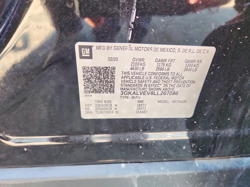 62853076 :رقم المزاد ، 3GKALVEV8LL267086 vin ، 2020 Gmc Terrain مزاد بيع