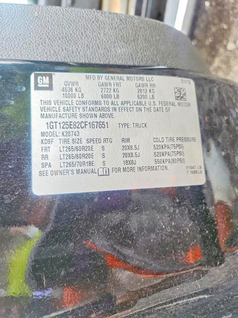 2012 Gmc Sierra მანქანა იყიდება აუქციონზე, vin: 1GT125E82CF167651, აუქციონის ნომერი: 85969515