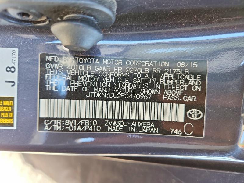 Продаж на аукціоні авто 2015 Toyota Prius, vin: JTDKN3DU2F0470967, номер лоту: 59728036