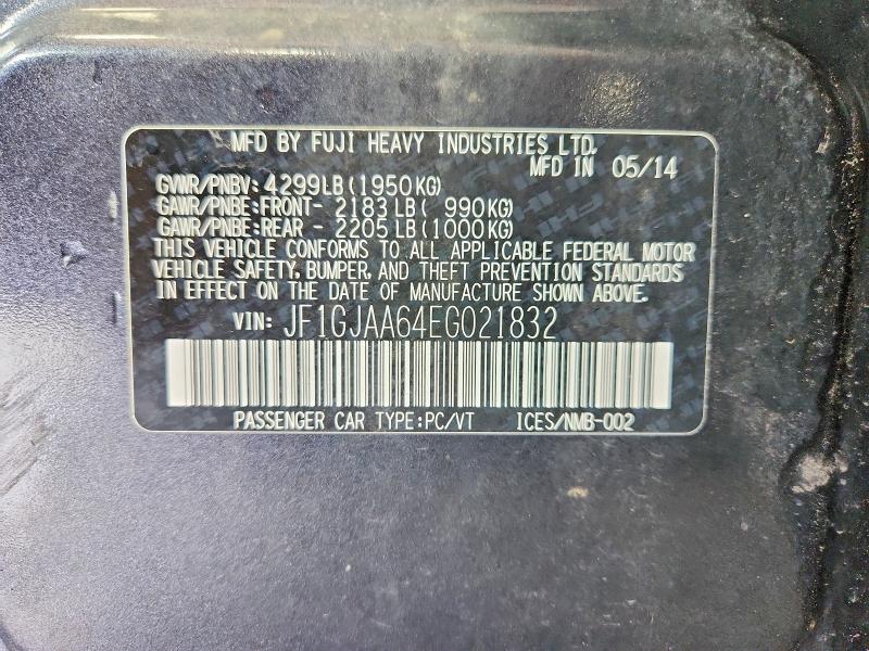 Aukcja sprzedaży 2014 Subaru Impreza, vin: JF1GJAA64EG021832, numer aukcji: 61749916