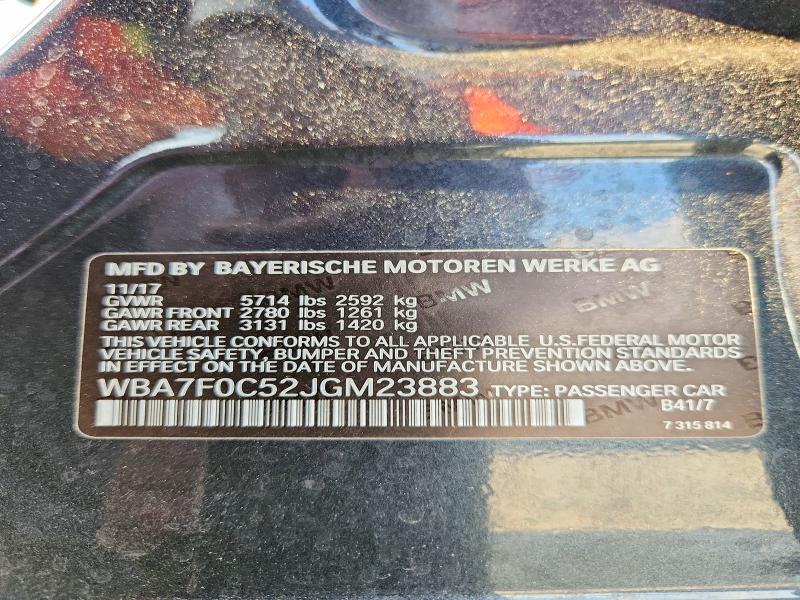 Продажа на аукционе авто 2018 Bmw 750, vin: WBA7F0C52JGM23883, номер лота: 60049696