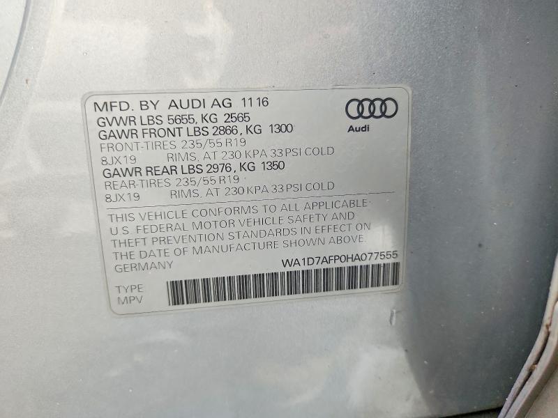 Продажа на аукционе авто 2017 Audi Q5, vin: WA1D7AFP0HA077555, номер лота: 59730816