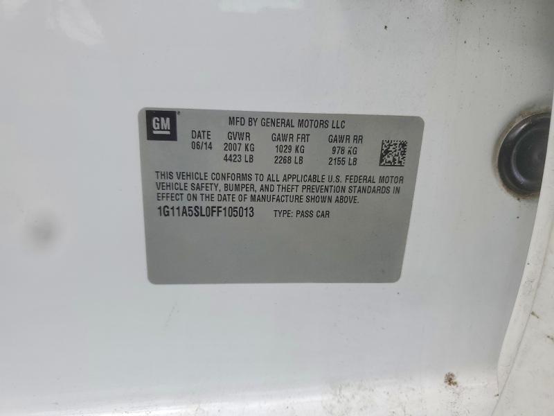 2015 Chevrolet Malibu მანქანა იყიდება აუქციონზე, vin: 1G11A5SL0FF105013, აუქციონის ნომერი: 60879466