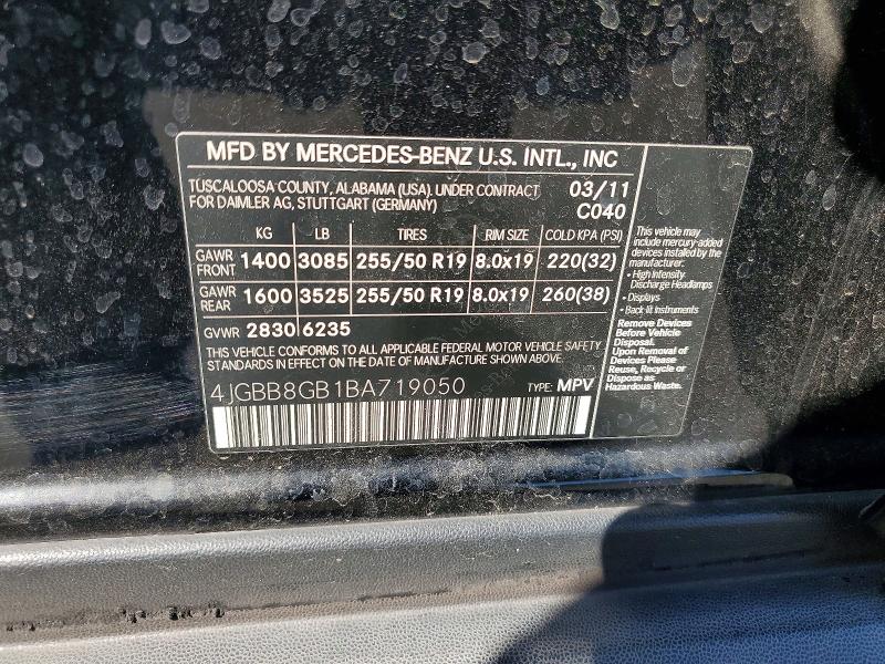 Продажа на аукционе авто 2011 Mercedes-benz Ml, vin: 4JGBB8GB1BA719050, номер лота: 60052716