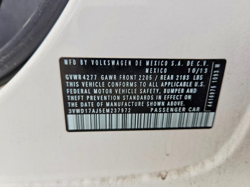 61047526 :رقم المزاد ، 3VWD17AJ5EM237972 vin ، 2014 Volkswagen Jetta مزاد بيع