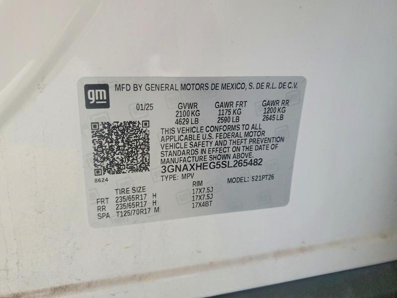 Продажа на аукционе авто 2025 Chevrolet Equinox, vin: 3GNAXHEG5SL265482, номер лота: 59780006