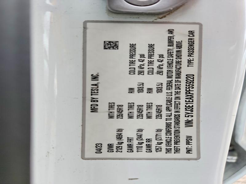 Продажа на аукционе авто 2023 Tesla Model 3, vin: 5YJ3E1EAXPF559220, номер лота: 61342636