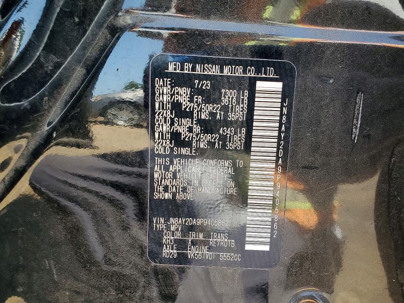 2023 Nissan Armada მანქანა იყიდება აუქციონზე, vin: JN8AY2DA9P9405862, აუქციონის ნომერი: 63332886