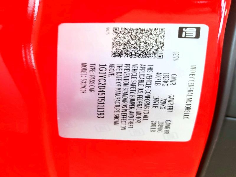 Продаж на аукціоні авто 2026 Chevrolet Corvette, vin: 1G1YC2D45T5111193, номер лоту: 58953686