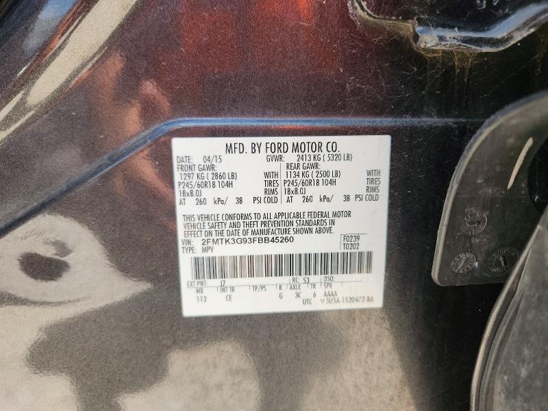Aukcja sprzedaży 2015 Ford Edge, vin: 2FMTK3G93FBB45260, numer aukcji: 58994796