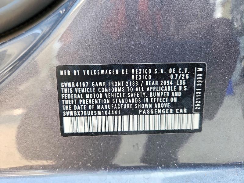 Продажа на аукционе авто 2025 Volkswagen Jetta, vin: 3VWBX7BU8SM104441, номер лота: 61412776