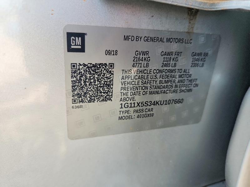 Продаж на аукціоні авто 2019 Chevrolet Impala, vin: 1G11X5S34KU107660, номер лоту: 63144756