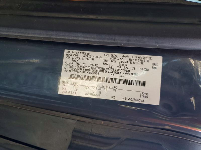 Продажа на аукционе авто 2020 Ford Transit, vin: 1FTBR3X88LKB26966, номер лота: 58157146