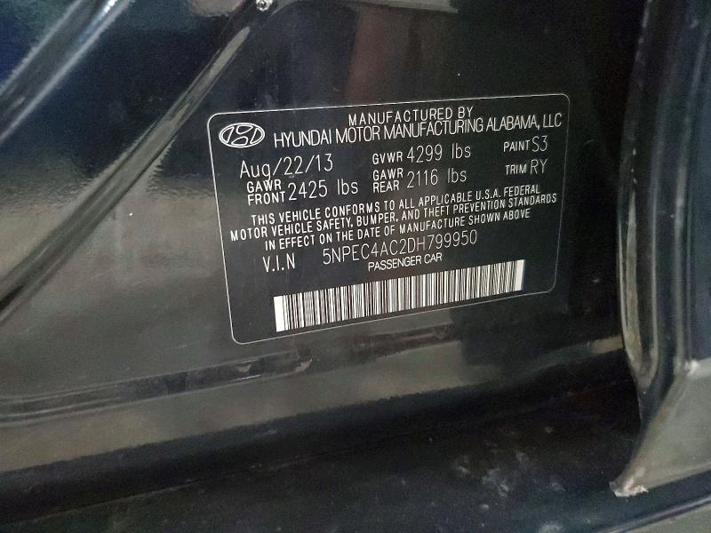 61008366 :رقم المزاد ، 5NPEC4AC2DH799950 vin ، 2013 Hyundai Sonata مزاد بيع