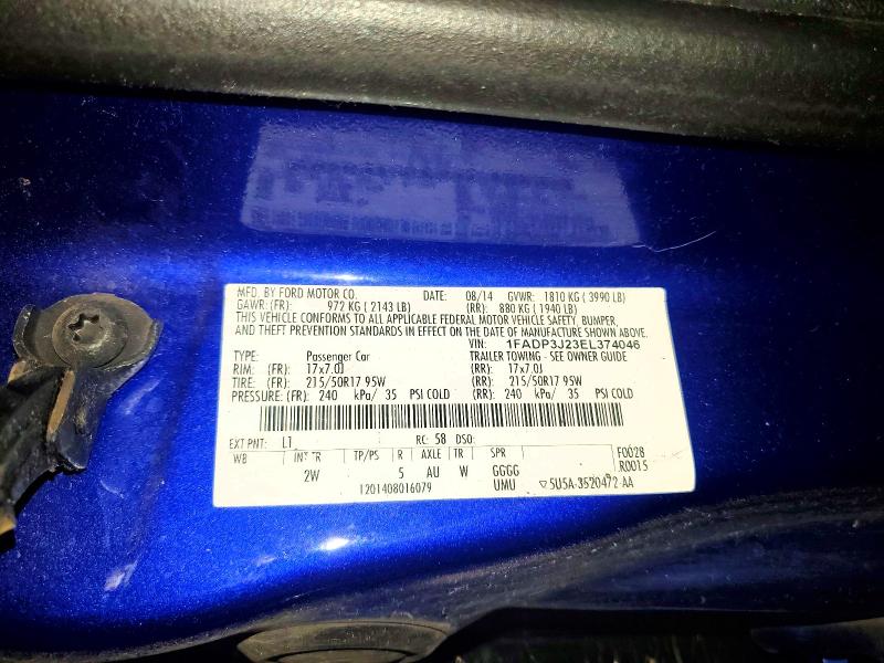 60563596 :رقم المزاد ، 1FADP3J23EL374046 vin ، 2014 Ford Focus مزاد بيع