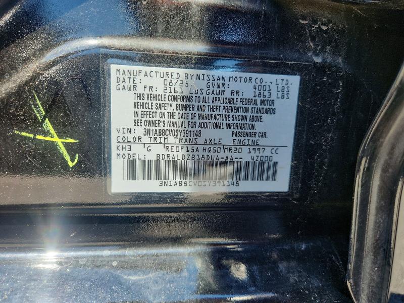 Продажа на аукционе авто 2025 Nissan Sentra, vin: 3N1AB8CV0SY391148, номер лота: 59968266
