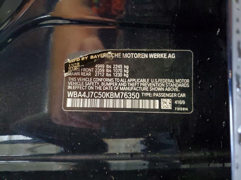 Aukcja sprzedaży 2019 Bmw 440xi, vin: WBA4J7C50KBM76350, numer aukcji: 62283006