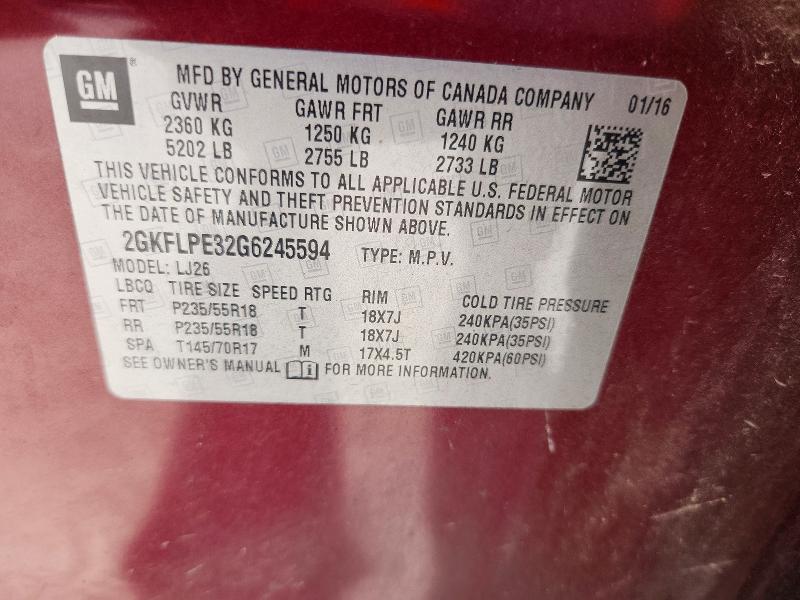Продажа на аукционе авто 2016 Gmc Terrain, vin: 2GKFLPE32G6245594, номер лота: 59541706