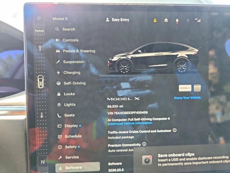 62468606 :رقم المزاد ، 7SAXCBE53PF400459 vin ، 2023 Tesla Model X مزاد بيع