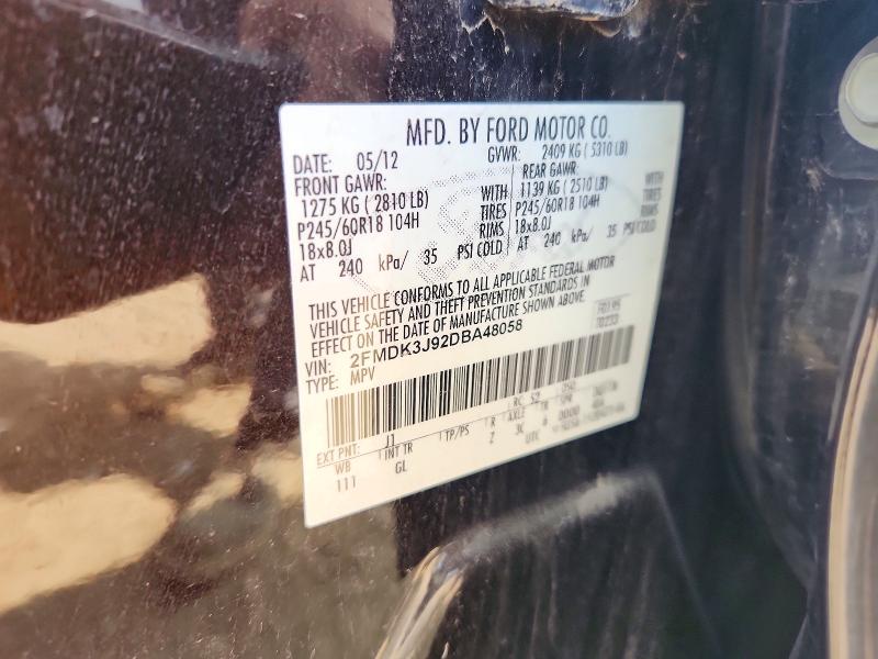 2013 Ford Edge მანქანა იყიდება აუქციონზე, vin: 2FMDK3J92DBA48058, აუქციონის ნომერი: 62040886