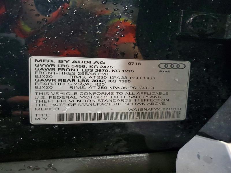 Aukcja sprzedaży 2018 Audi Q5, vin: WA1BNAFYXJ2213101, numer aukcji: 59351636