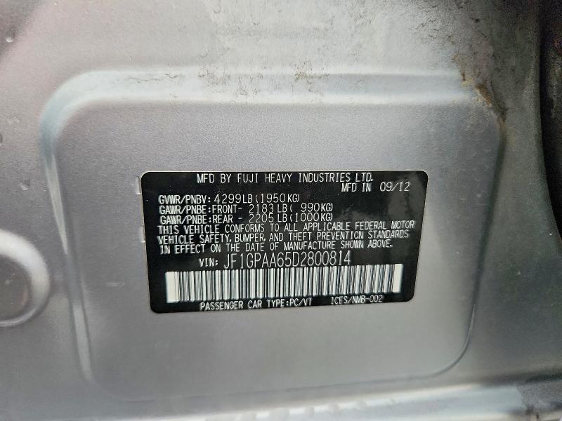 Продаж на аукціоні авто 2013 Subaru Impreza, vin: JF1GPAA65D2800814, номер лоту: 62111026