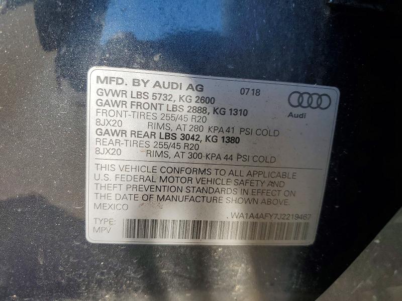 Продаж на аукціоні авто 2018 Audi Sq5, vin: WA1A4AFY7J2219467, номер лоту: 59644336