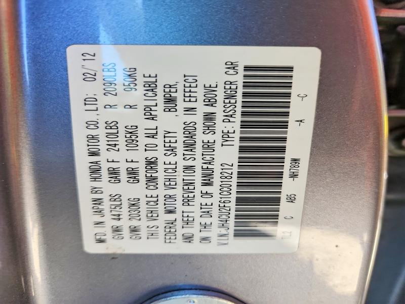 60473186 :رقم المزاد ، JH4CU2F61CC018212 vin ، 2012 Acura Tsx مزاد بيع