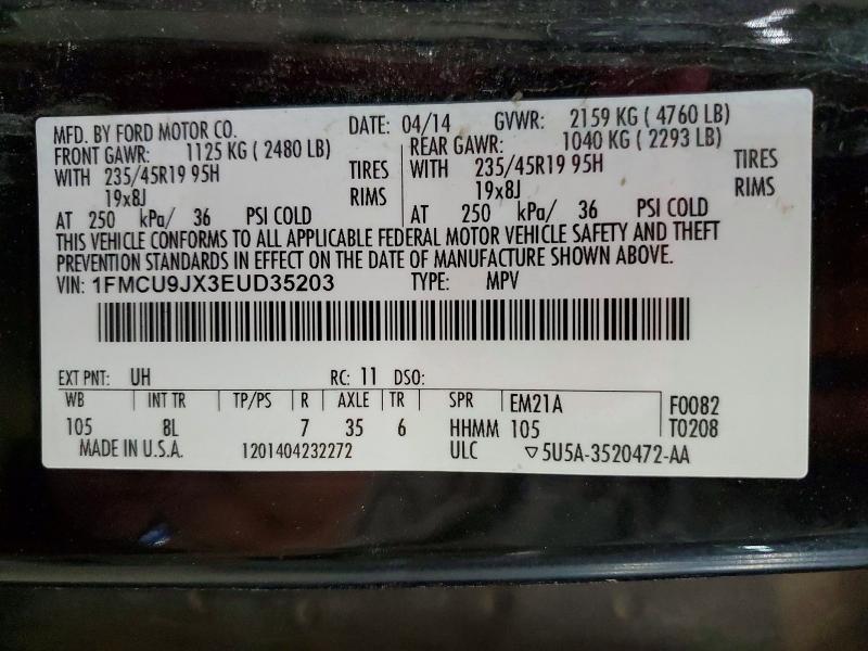 Продажа на аукционе авто 2014 Ford Escape, vin: 1FMCU9JX3EUD35203, номер лота: 61850096