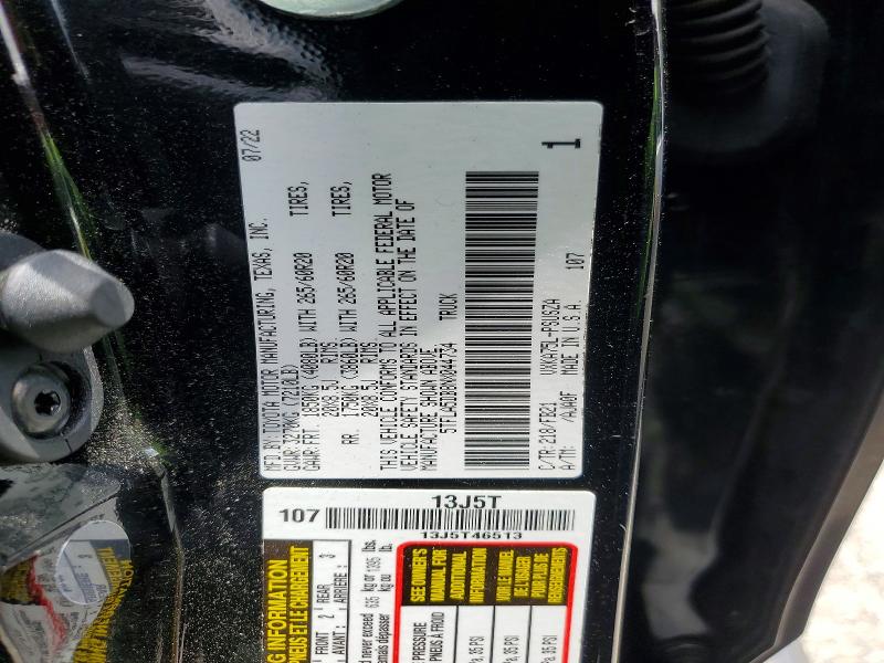 2022 Toyota Tundra მანქანა იყიდება აუქციონზე, vin: 5TFLA5DB8NX044734, აუქციონის ნომერი: 61956116