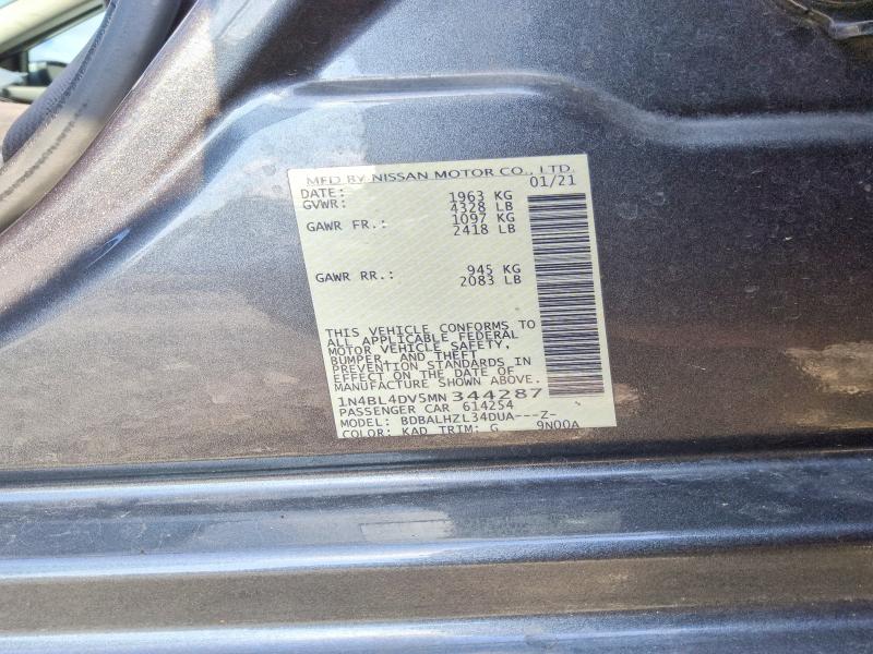 2021 Nissan Altima მანქანა იყიდება აუქციონზე, vin: 1N4BL4DV5MN344287, აუქციონის ნომერი: 60002096