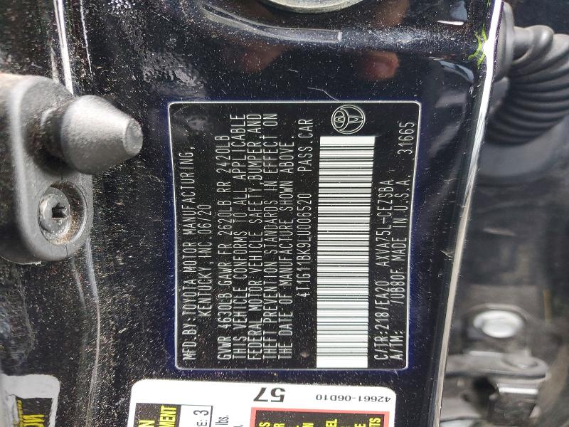 61444536 :رقم المزاد ، 4T1G11BK9LU006520 vin ، 2020 Toyota Camry مزاد بيع
