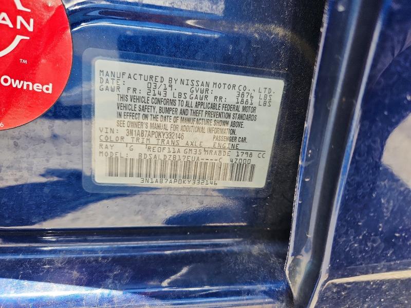 Продаж на аукціоні авто 2019 Nissan Sentra, vin: 3N1AB7AP0KY332146, номер лоту: 61061216